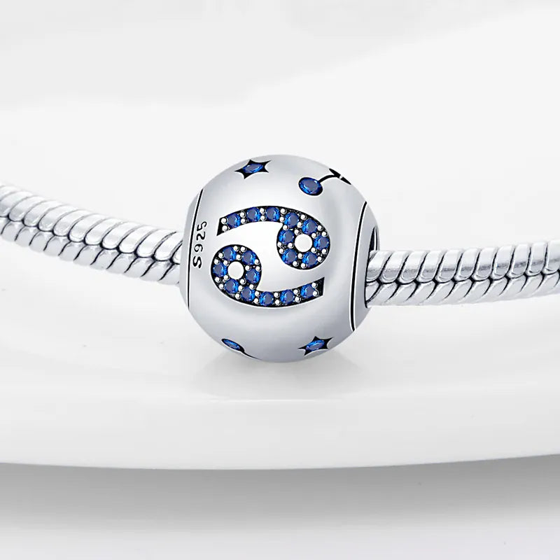 KissICON Charm Plata 925 Original 12 constellation beads Water, Earth, Fire and wind round bead charm Fit 3MM 925 bracelet key chain