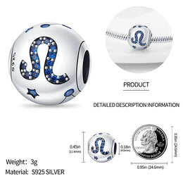 KissICON Charm Plata 925 Original 12 constellation beads Water, Earth, Fire and wind round bead charm Fit 3MM 925 bracelet key chain