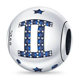 KissICON Charm Plata 925 Original 12 constellation beads Water, Earth, Fire and wind round bead charm Fit 3MM 925 bracelet key chain