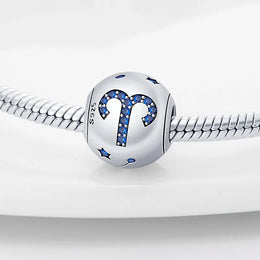 KissICON Charm Plata 925 Original 12 constellation beads Water, Earth, Fire and wind round bead charm Fit 3MM 925 bracelet key chain