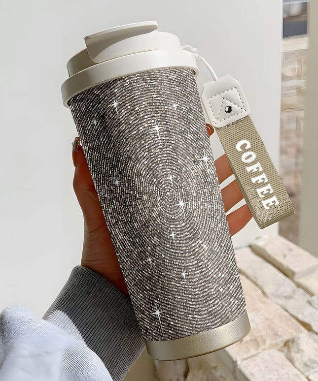 jkthpu-45 Charming Pink (1 Piece) Sparkling Star LeakProof 18oz Stainless Steel Travel Mug