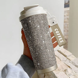 jkthpu-45 Charming Pink (1 Piece) Sparkling Star LeakProof 18oz Stainless Steel Travel Mug