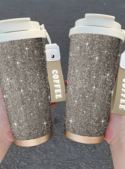 jkthpu-45 Charming Pink (1 Piece) Sparkling Star LeakProof 18oz Stainless Steel Travel Mug