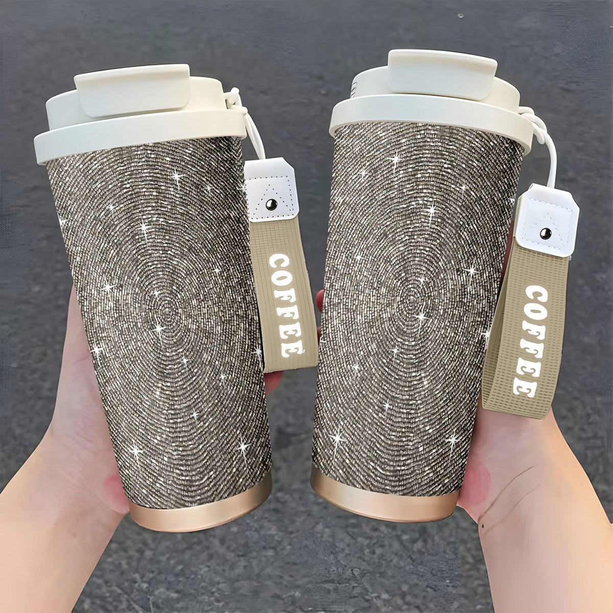 jkthpu-45 Charming Pink (1 Piece) Sparkling Star LeakProof 18oz Stainless Steel Travel Mug