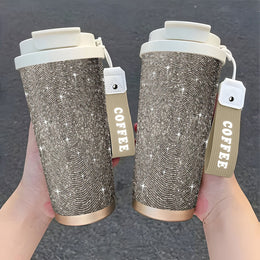jkthpu-45 Charming Pink (1 Piece) Sparkling Star LeakProof 18oz Stainless Steel Travel Mug