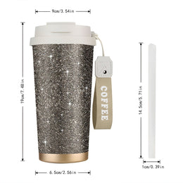 jkthpu-45 Charming Pink (1 Piece) Sparkling Star LeakProof 18oz Stainless Steel Travel Mug