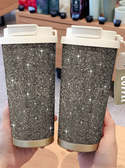 jkthpu-45 Charming Pink (1 Piece) Sparkling Star LeakProof 18oz Stainless Steel Travel Mug