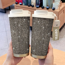 jkthpu-45 Charming Pink (1 Piece) Sparkling Star LeakProof 18oz Stainless Steel Travel Mug