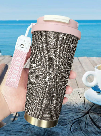 jkthpu-45 Charming Pink (1 Piece) Sparkling Star LeakProof 18oz Stainless Steel Travel Mug