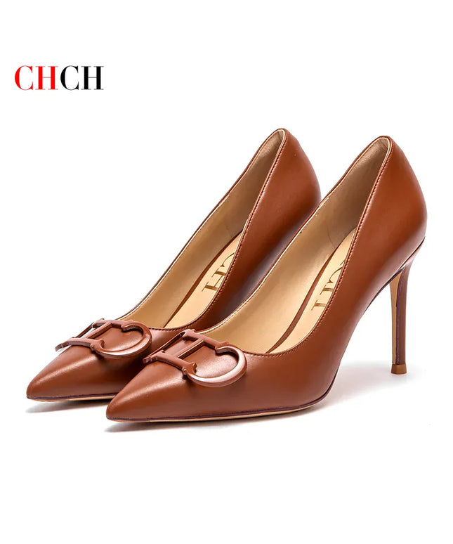 Dropshipman CHCH Women's High Heels New Pointed Metal Buckle Party Carnival Women's Shoes 9cm