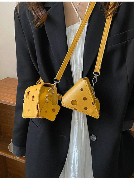 KissICON Cheese Triangle Crossbody – Adorable Hole-patterned Mini