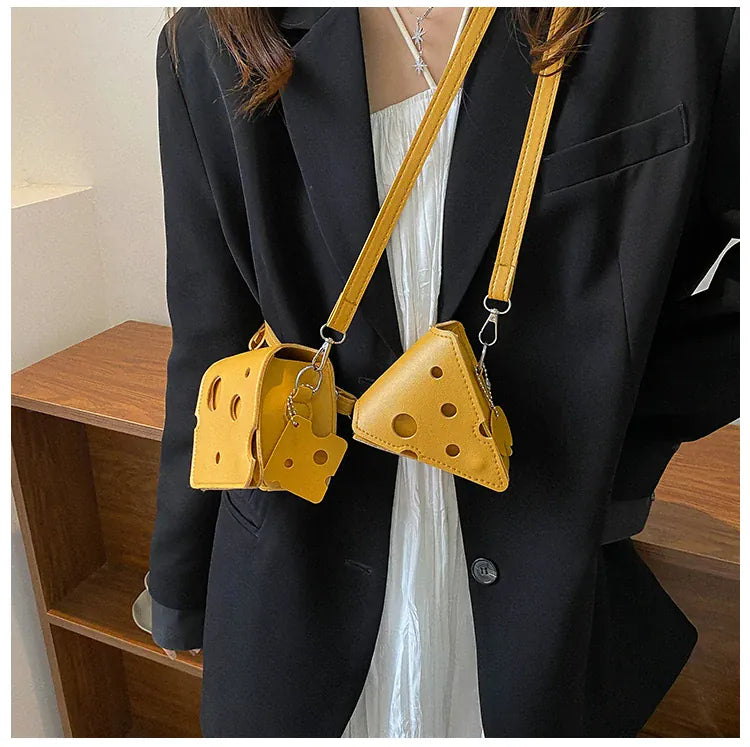 KissICON Cheese Triangle Crossbody – Adorable Hole-patterned Mini