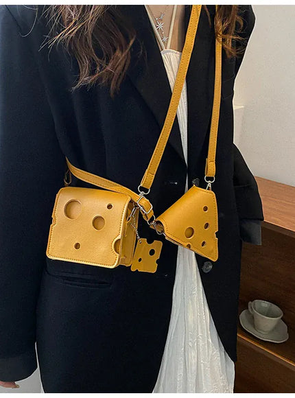 KissICON Cheese Triangle Crossbody – Adorable Hole-patterned Mini