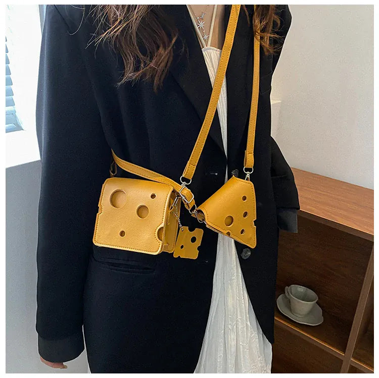 KissICON Cheese Triangle Crossbody – Adorable Hole-patterned Mini