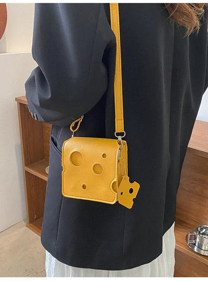 KissICON Cheese Triangle Crossbody – Adorable Hole-patterned Mini