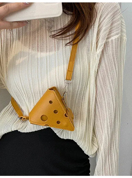 KissICON Cheese Triangle Crossbody – Adorable Hole-patterned Mini