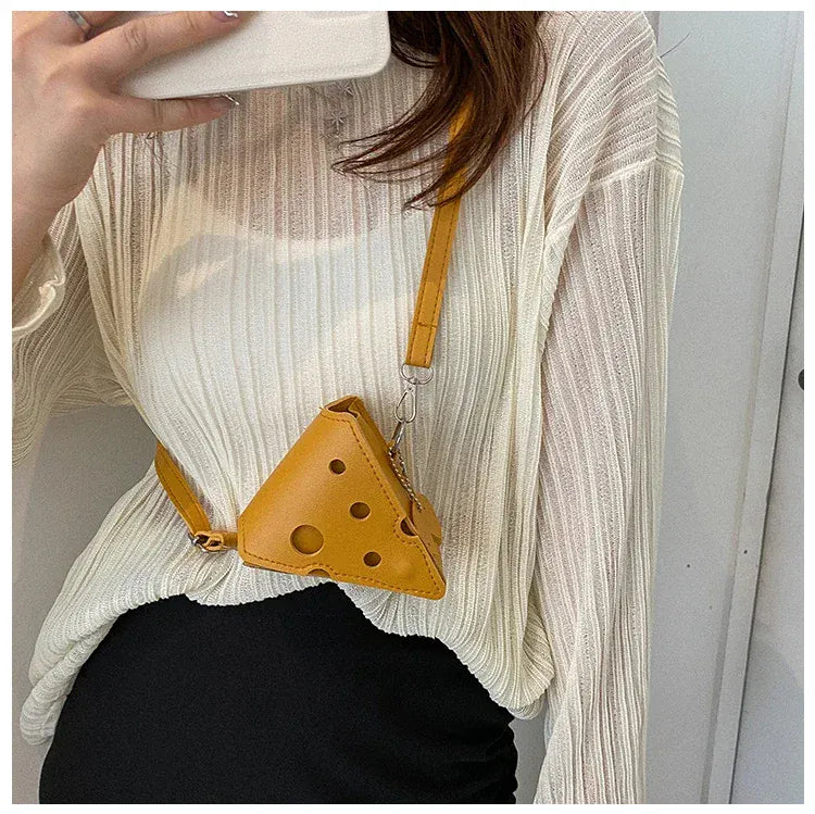 KissICON Cheese Triangle Crossbody – Adorable Hole-patterned Mini