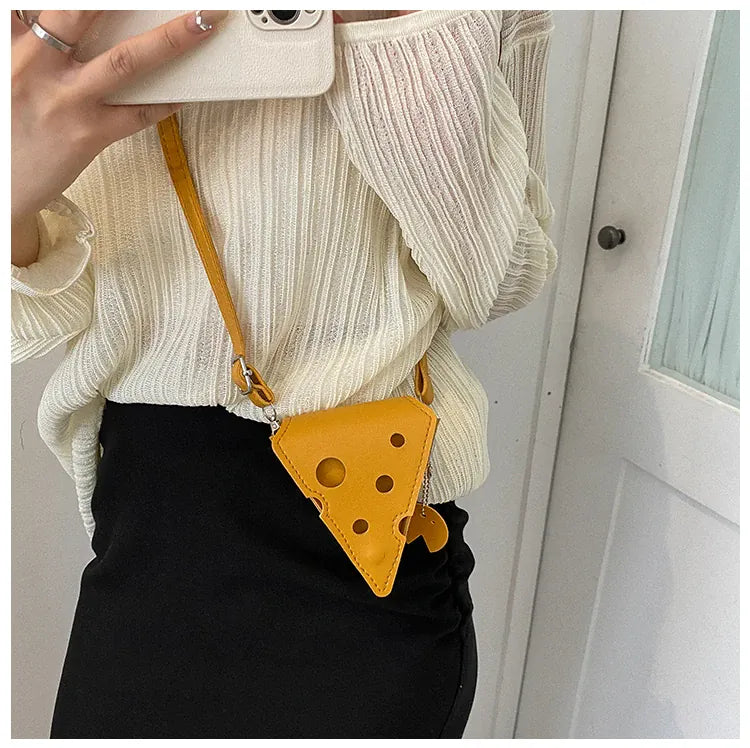 KissICON Cheese Triangle Crossbody – Adorable Hole-patterned Mini
