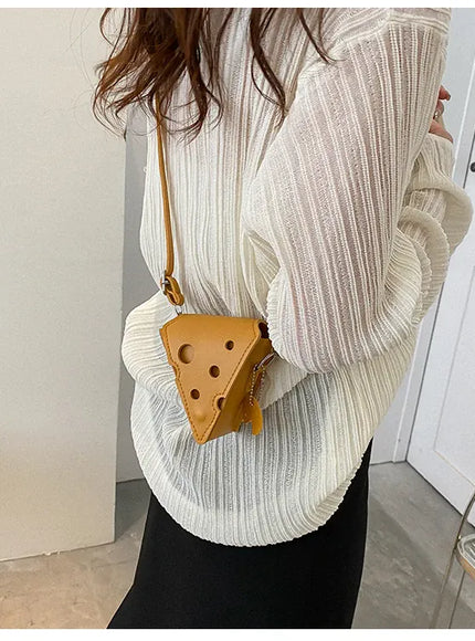KissICON Cheese Triangle Crossbody – Adorable Hole-patterned Mini