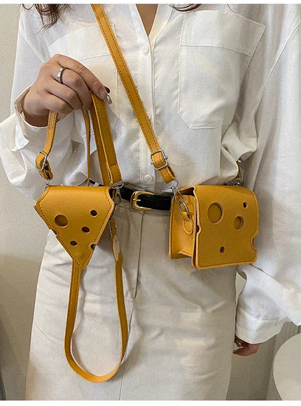 KissICON Cheese Triangle Crossbody – Adorable Hole-patterned Mini