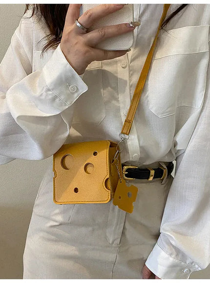 KissICON Cheese Triangle Crossbody – Adorable Hole-patterned Mini