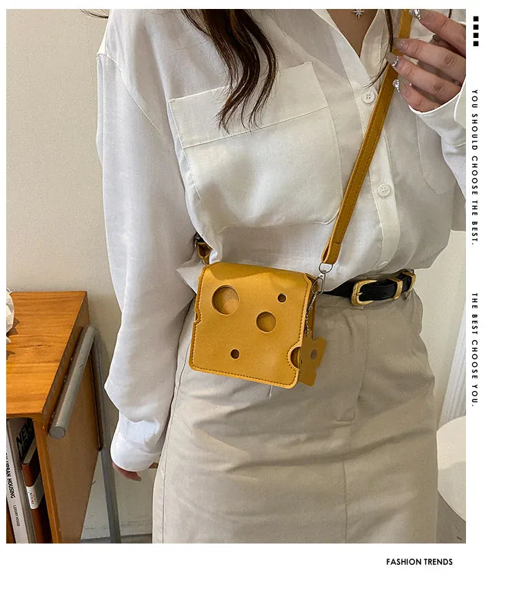 KissICON Cheese Triangle Crossbody – Adorable Hole-patterned Mini
