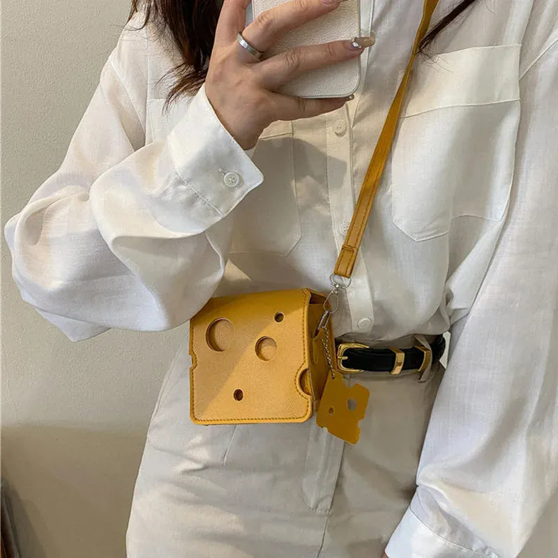 KissICON Cheese Triangle Crossbody – Adorable Hole-patterned Mini