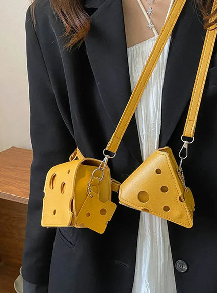 KissICON Cheese Triangle Crossbody – Adorable Hole-patterned Mini
