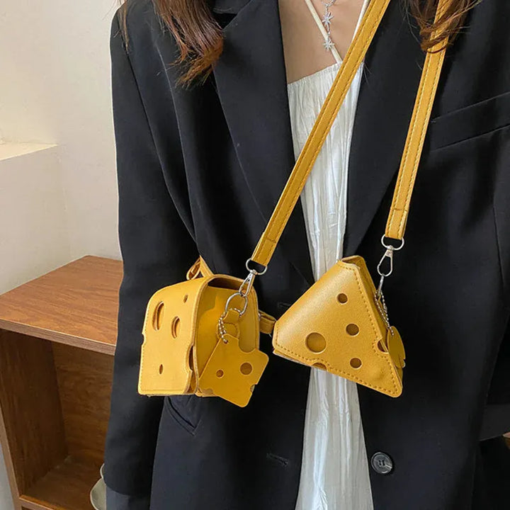 Cheese Triangle Crossbody – Adorable Hole-patterned Mini