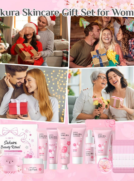 KissICON Cherry Blossom Skincare Gift Set Moisturizing Hydration Kit