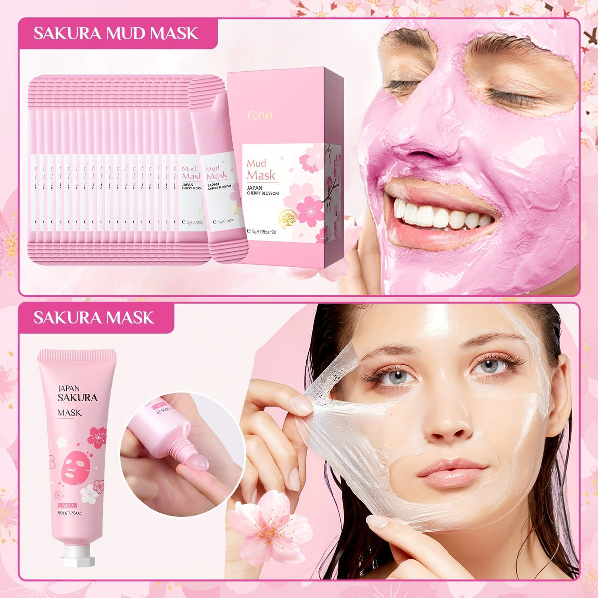 KissICON Cherry Blossom Skincare Gift Set Moisturizing Hydration Kit