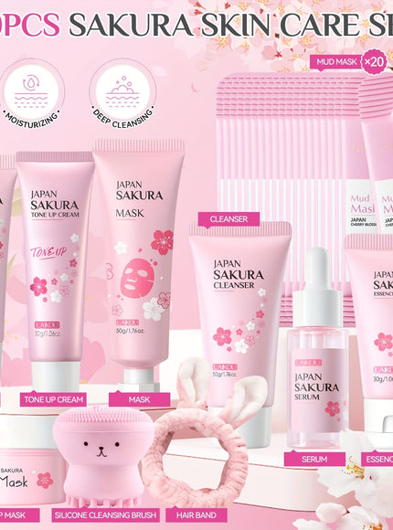 KissICON Cherry Blossom Skincare Gift Set Moisturizing Hydration Kit