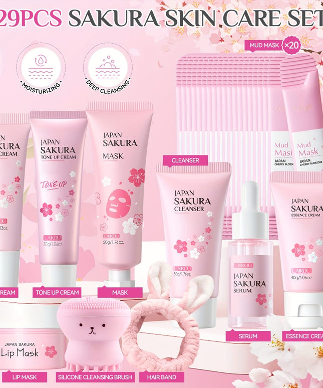 KissICON Cherry Blossom Skincare Gift Set Moisturizing Hydration Kit