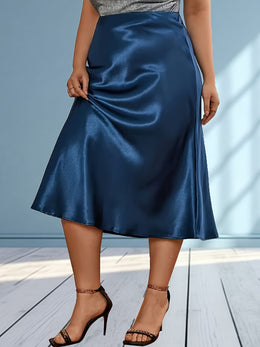 jkthpu-45 Chic ALine Midi Skirt Waist Accentuating Work to Date