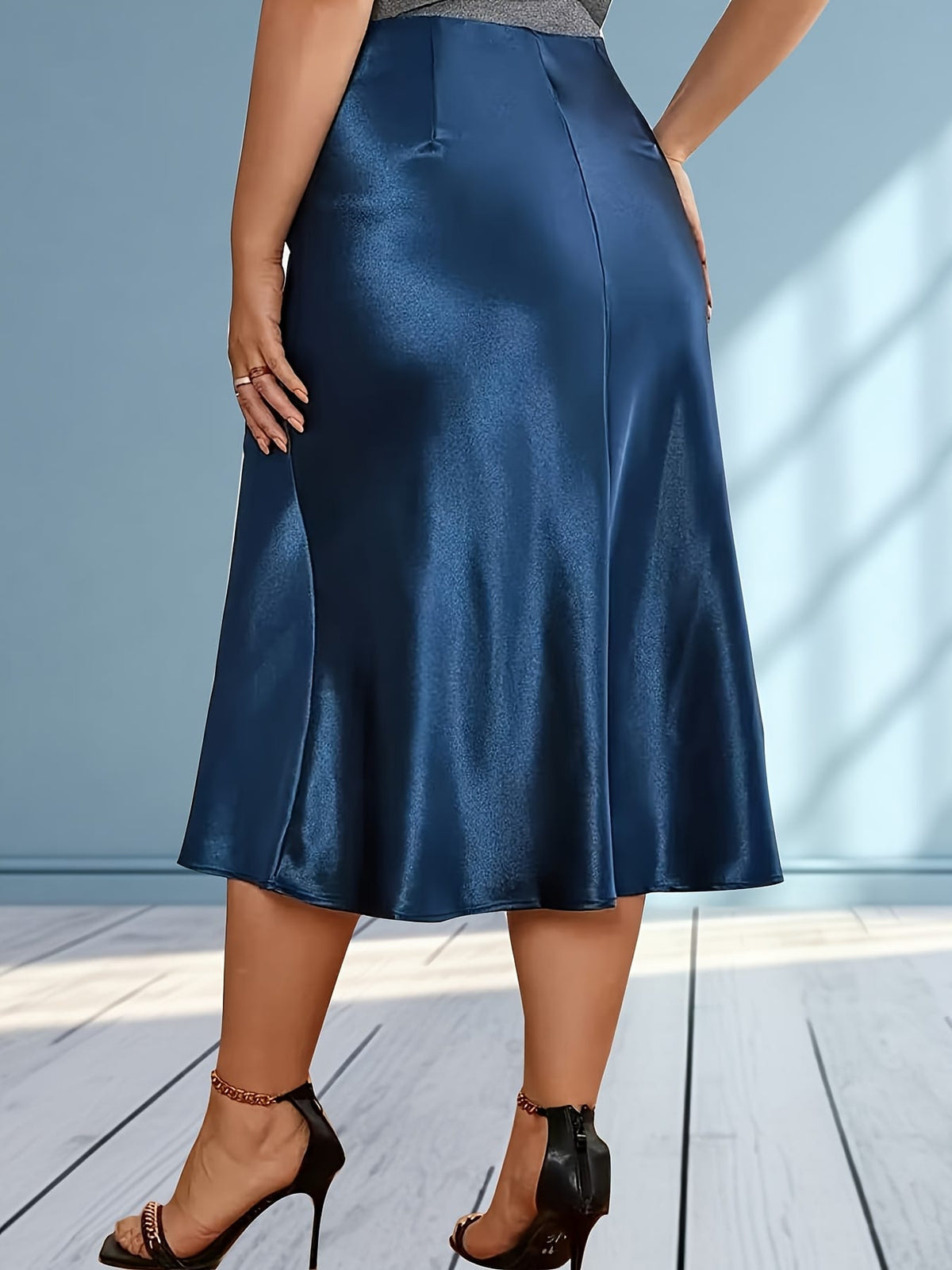 jkthpu-45 Chic ALine Midi Skirt Waist Accentuating Work to Date