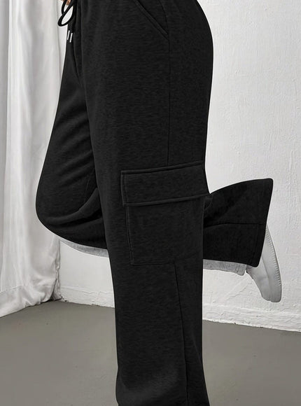 jkthpu-45 Chic Black Joggers AllSeason Casual Comfort Pockets
