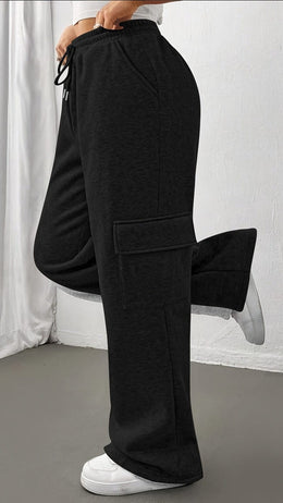jkthpu-45 Chic Black Joggers AllSeason Casual Comfort Pockets