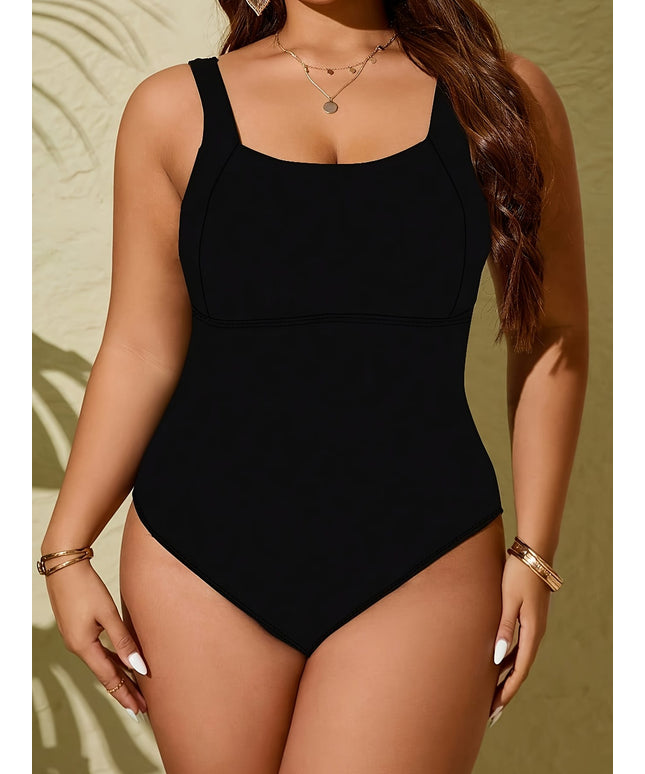 KissICON Chic Black Onepiece Waistdefining Swimsuit