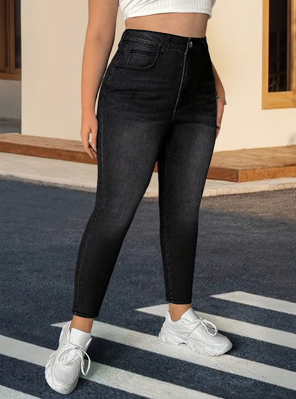 jkthpu-45 Chic Black Skinny Jeans for Women - High-Stretch,