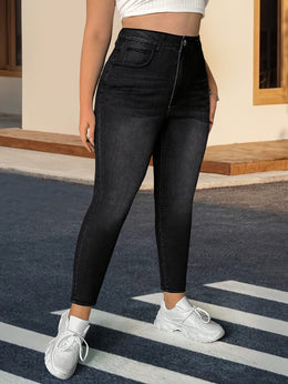 jkthpu-45 Chic Black Skinny Jeans for Women - High-Stretch,
