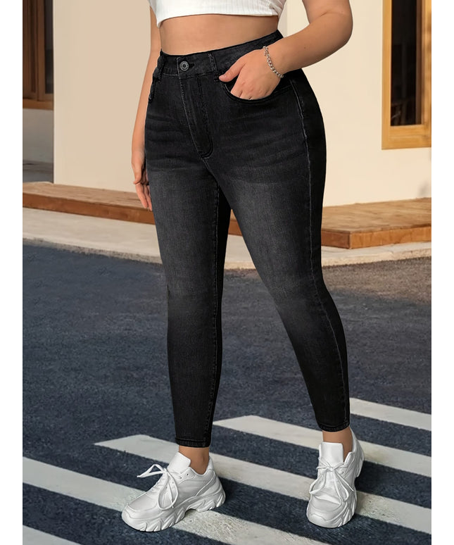 jkthpu-45 Chic Black Skinny Jeans for Women - High-Stretch,