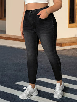 jkthpu-45 Chic Black Skinny Jeans for Women - High-Stretch,