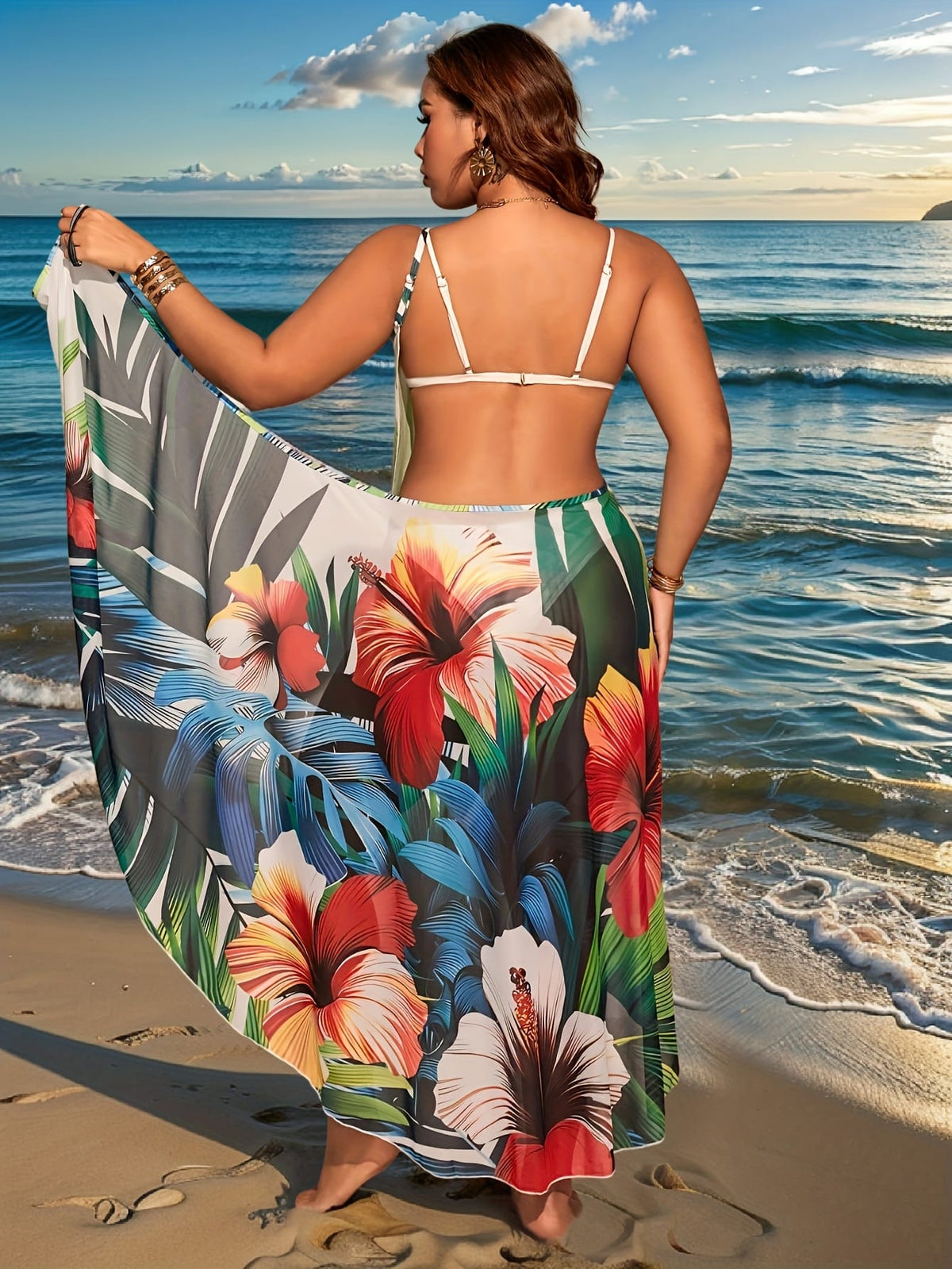 KissICON Chic Boho Tropical Mesh Maxi Dress –