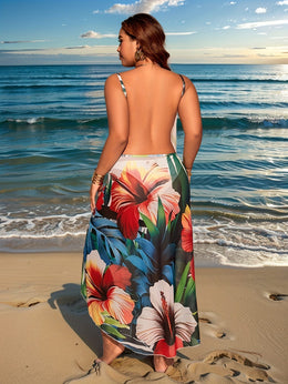 KissICON Chic Boho Tropical Mesh Maxi Dress –