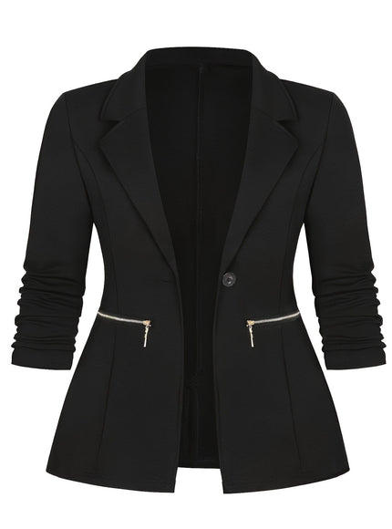 KissICON Chic Curve Blazer – Tailored Zip Pocket
