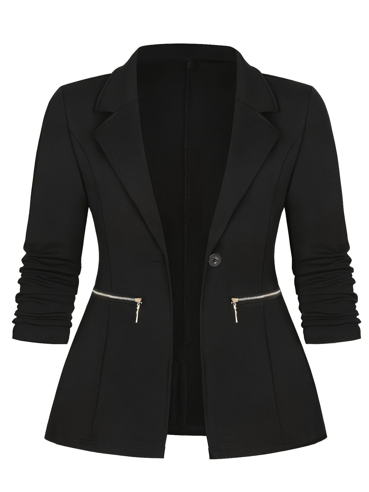 KissICON Chic Curve Blazer – Tailored Zip Pocket