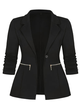 KissICON Chic Curve Blazer – Tailored Zip Pocket