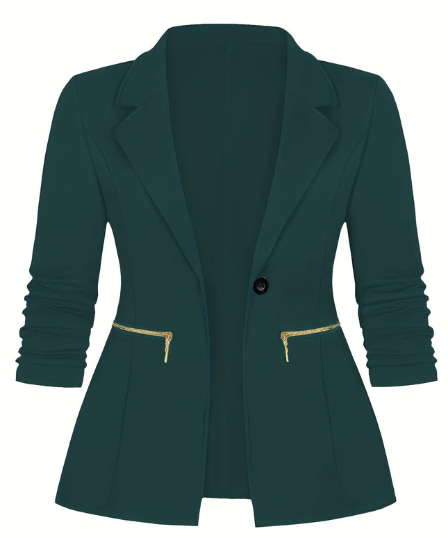 KissICON Chic Curve Blazer – Tailored Zip Pocket
