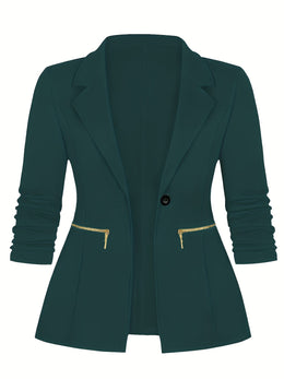 KissICON Chic Curve Blazer – Tailored Zip Pocket