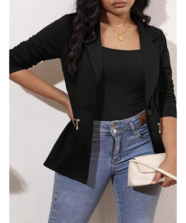 KissICON Chic Curve Blazer – Tailored Zip Pocket